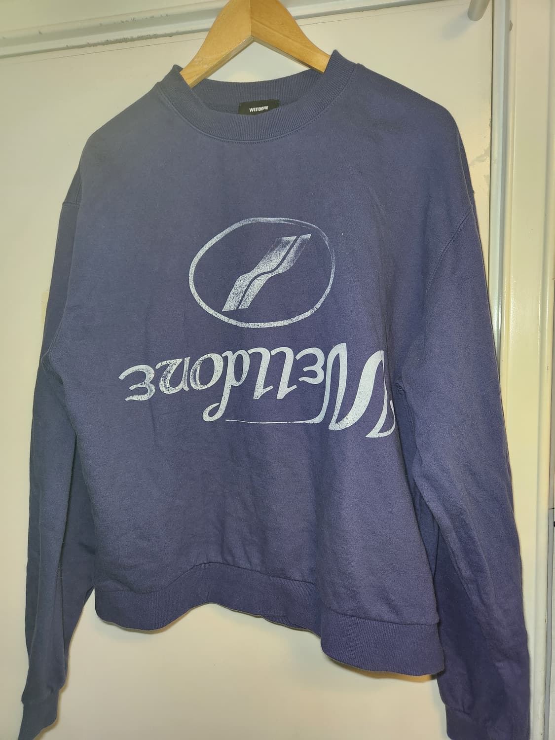 웰던(we11done) 오버사이즈 로고 맨투맨 네이비 M 상품이미지2