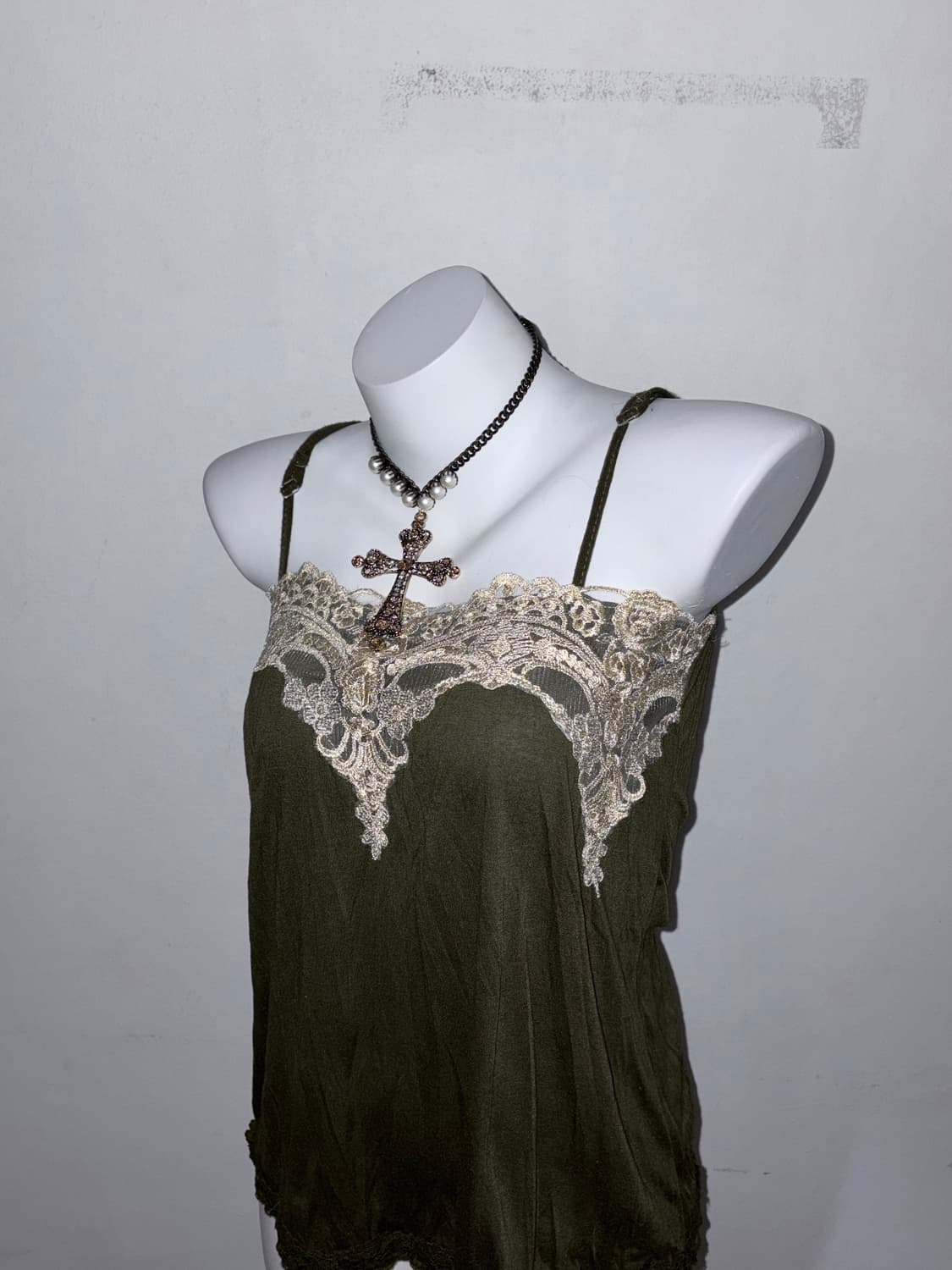 Rare) 페어리그런지 카키 오리엔탈 문양 레이스 나시  상품이미지3