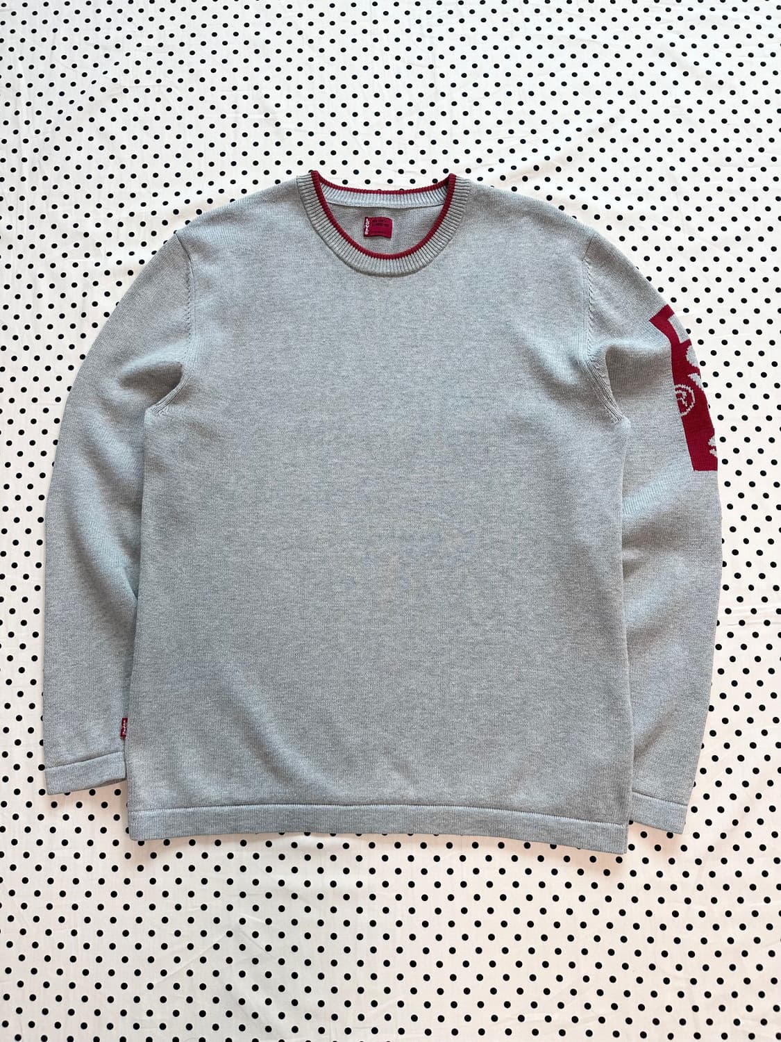 00's 리바이스 로고 스펠아웃 빈티지 그레이 코튼 니트 상품이미지1