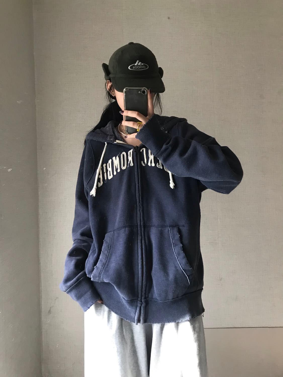 아베크롬비 네이비 오버핏 후드집업 상품이미지1