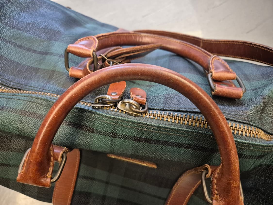 90s 폴로랄프로렌 블랙와치 레더 보스턴 백 상품이미지4