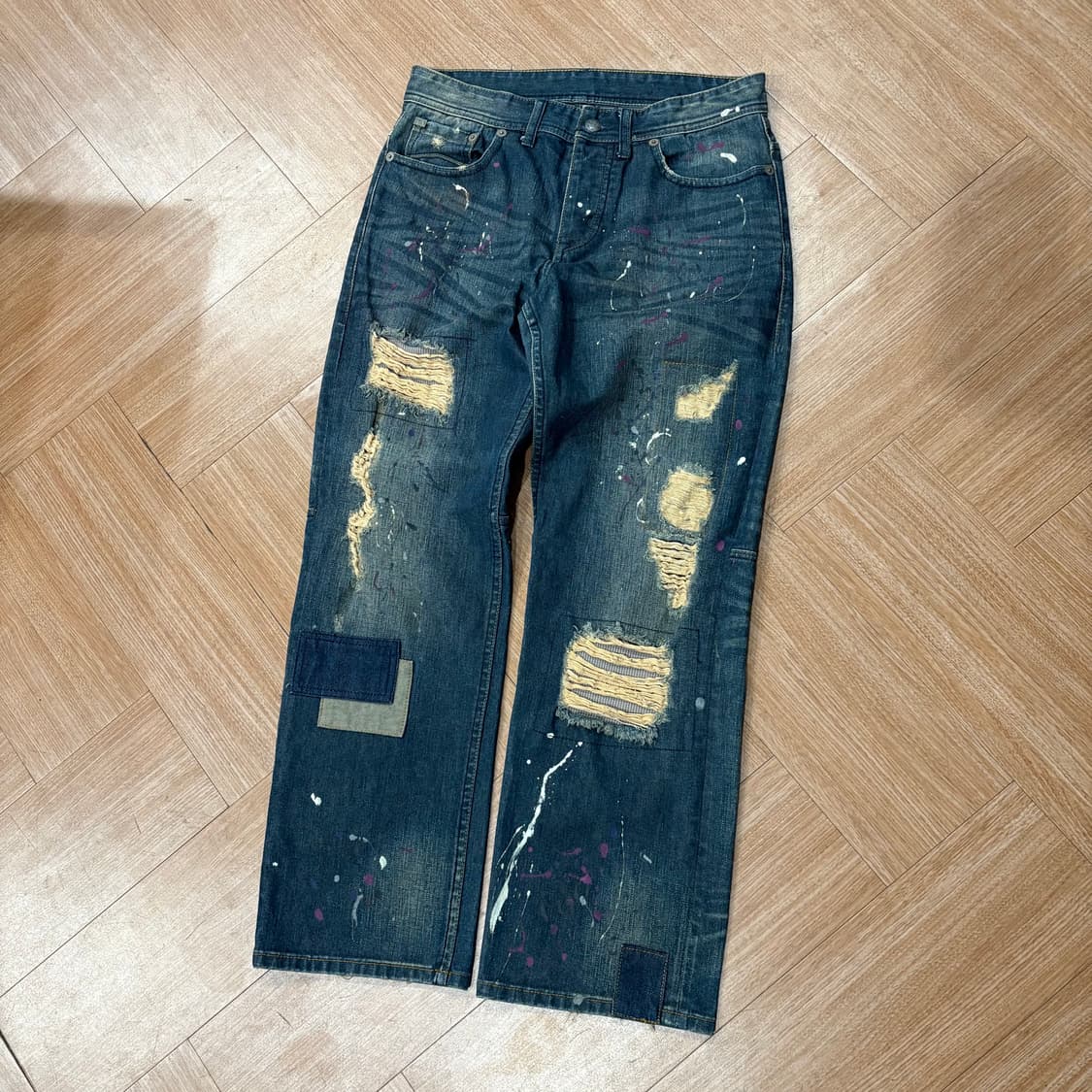 알마니 익스체인지 페인팅 데미지 패치워크 데님 상품이미지4