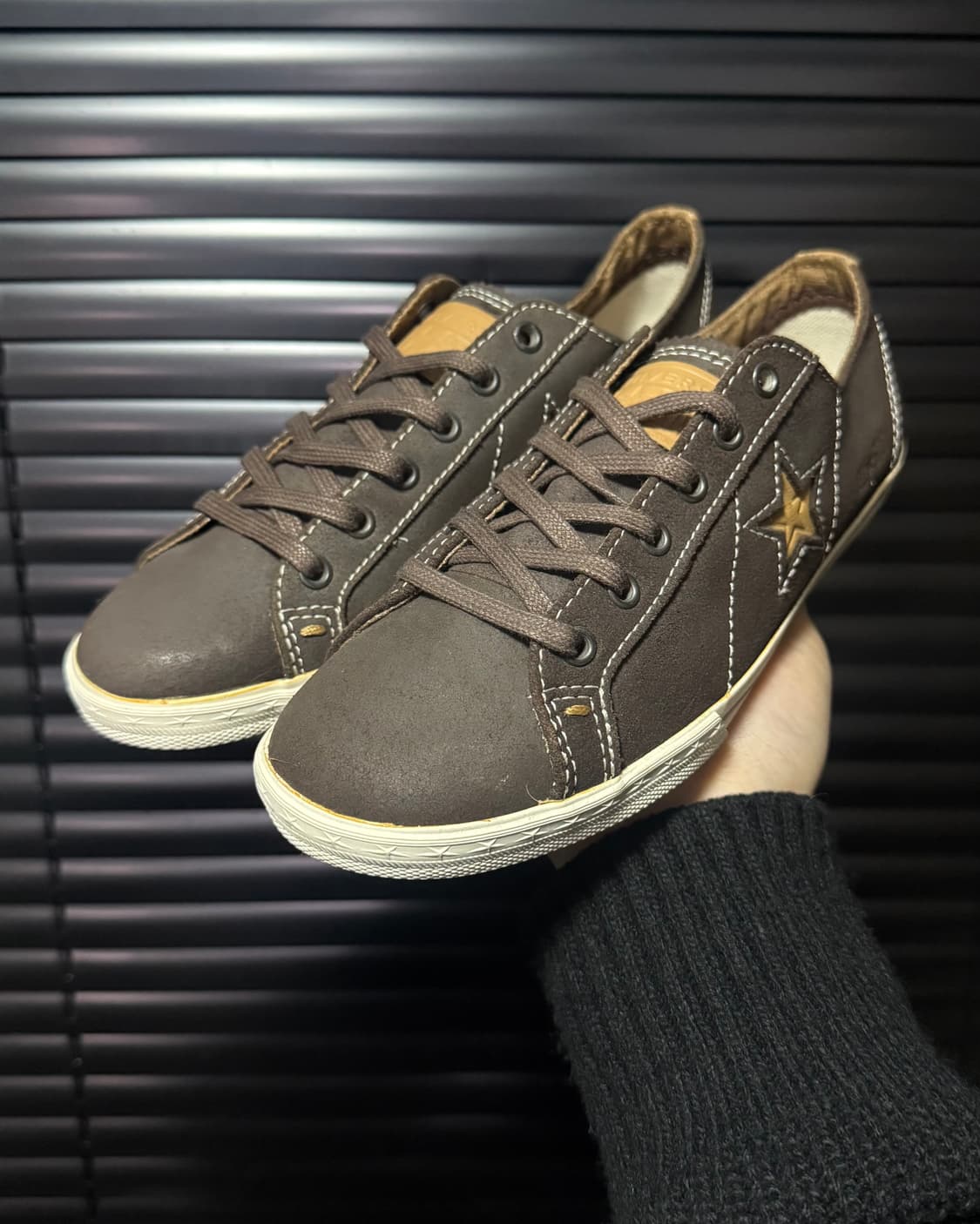 컨버스 로우 브라운 갈색 레더 가죽 스웨이드 원스타 스니커즈 단화 225 상품이미지1