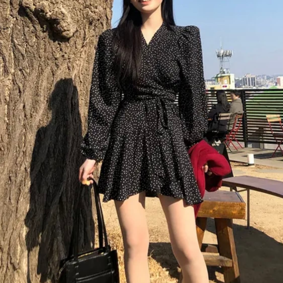 셔링도트 원피스 상품이미지2
