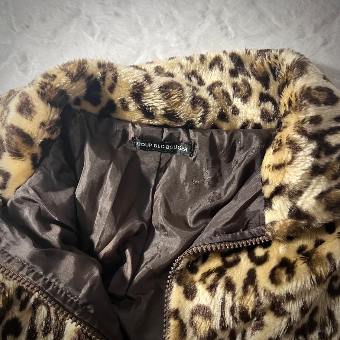 오네갸루 호피 캬라멜 브라운 퍼자켓 상품이미지5