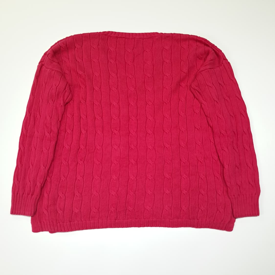 CL157 폴로 피마코튼 케이블 핑크 브이넥 니트 스웨터 상품이미지7