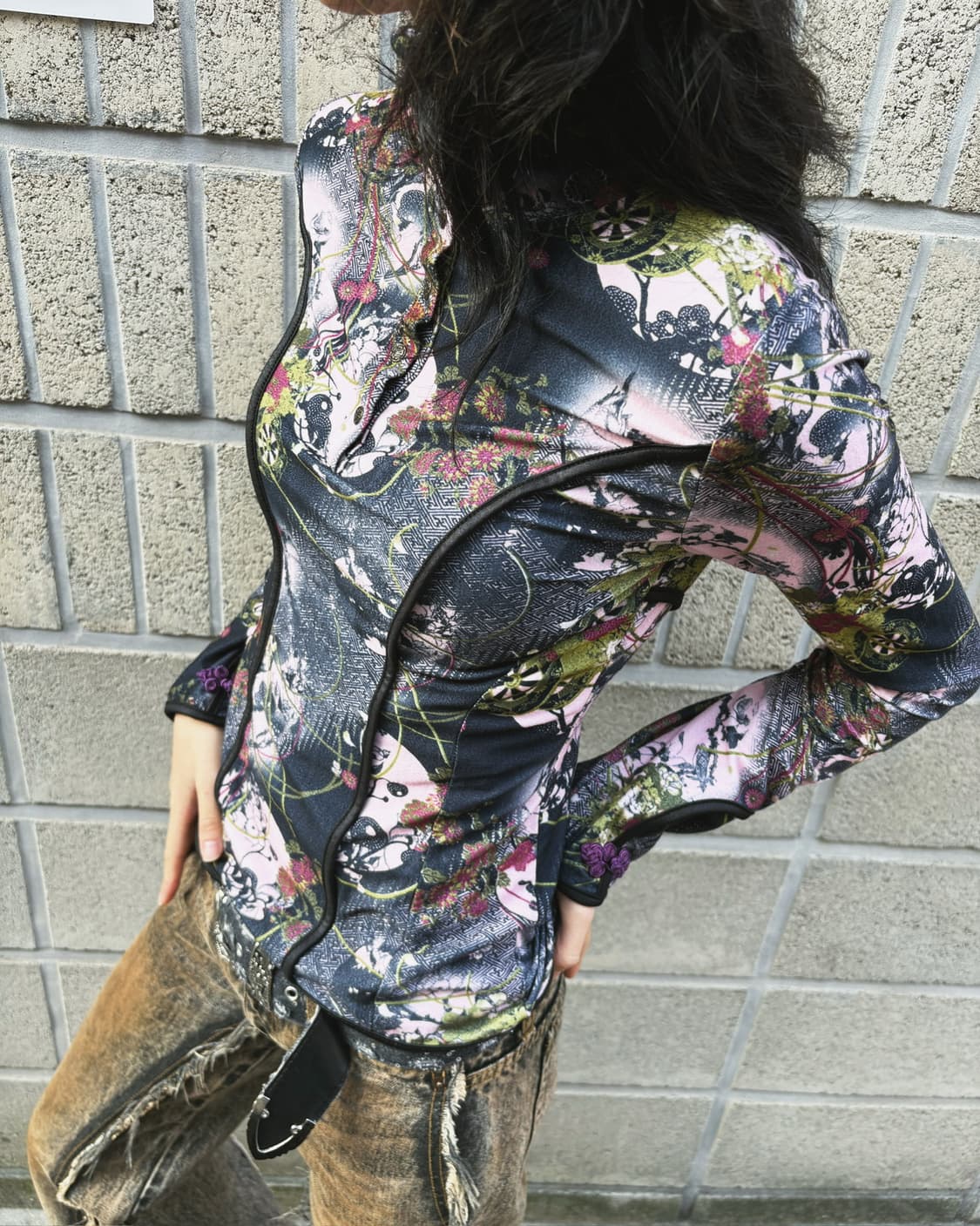 오즈온 오리엔탈 패턴 매쉬 롱 슬리브 상품이미지1