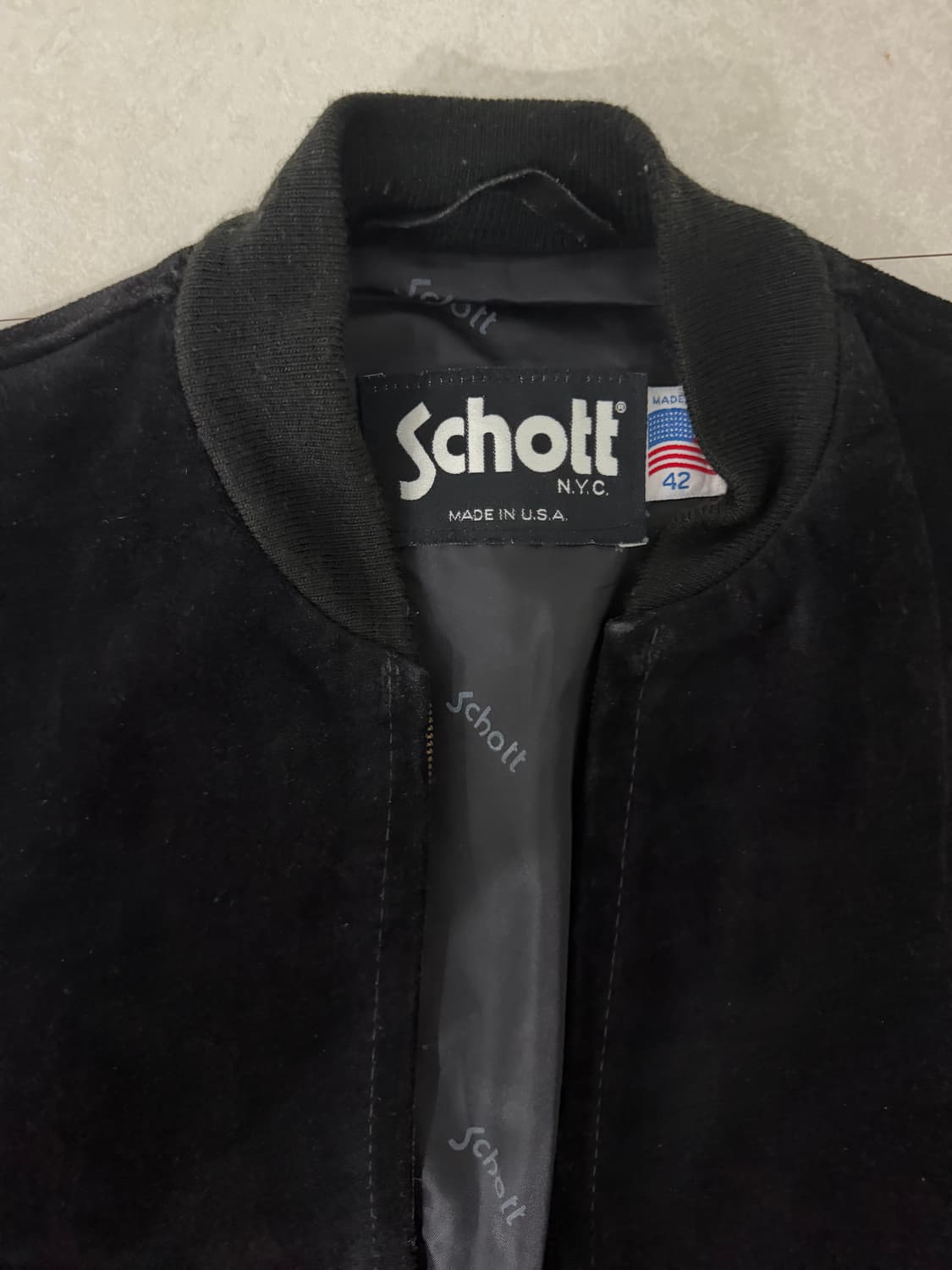 쇼트 스웨이드 자켓 블랙 42 schott 상품이미지3