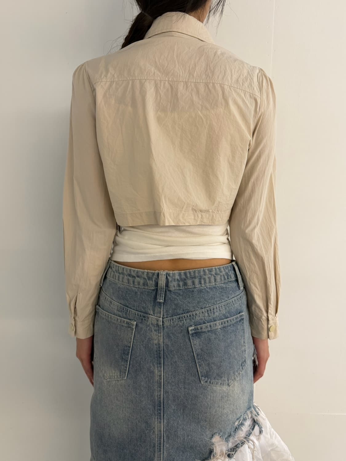 ivory snap crop shirt 상품이미지6