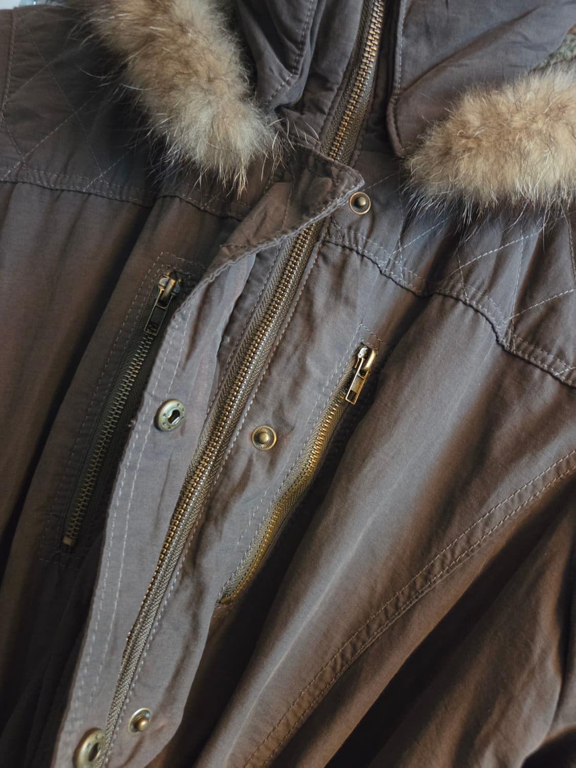 66 77 가능) 털 탈부착 가능 빈티지 모리걸 카키 다크초코 야상 상품이미지8