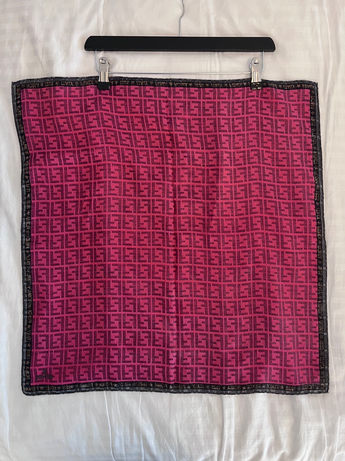 펜디 핑크 FF 로고 실크 스카프 상품이미지4