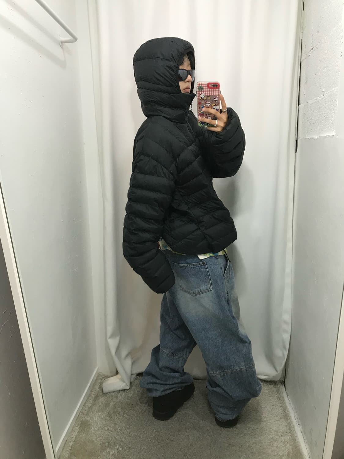 슈프림 마이크로 다운 하프 집 후드 풀오버 블랙 - 23FW 상품이미지4