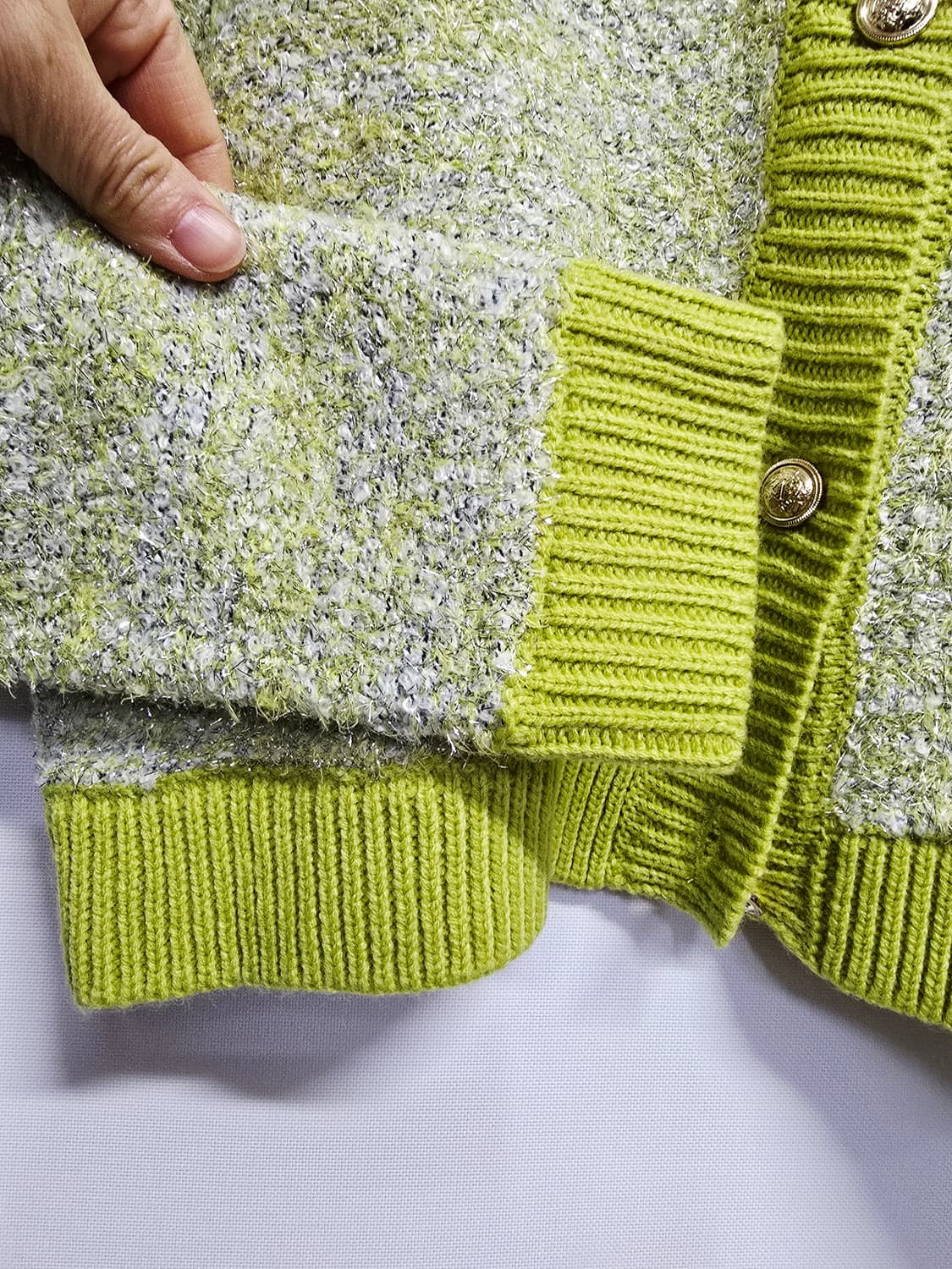 새상품 VAN AKE 라임 트위드 가디건 상품이미지4