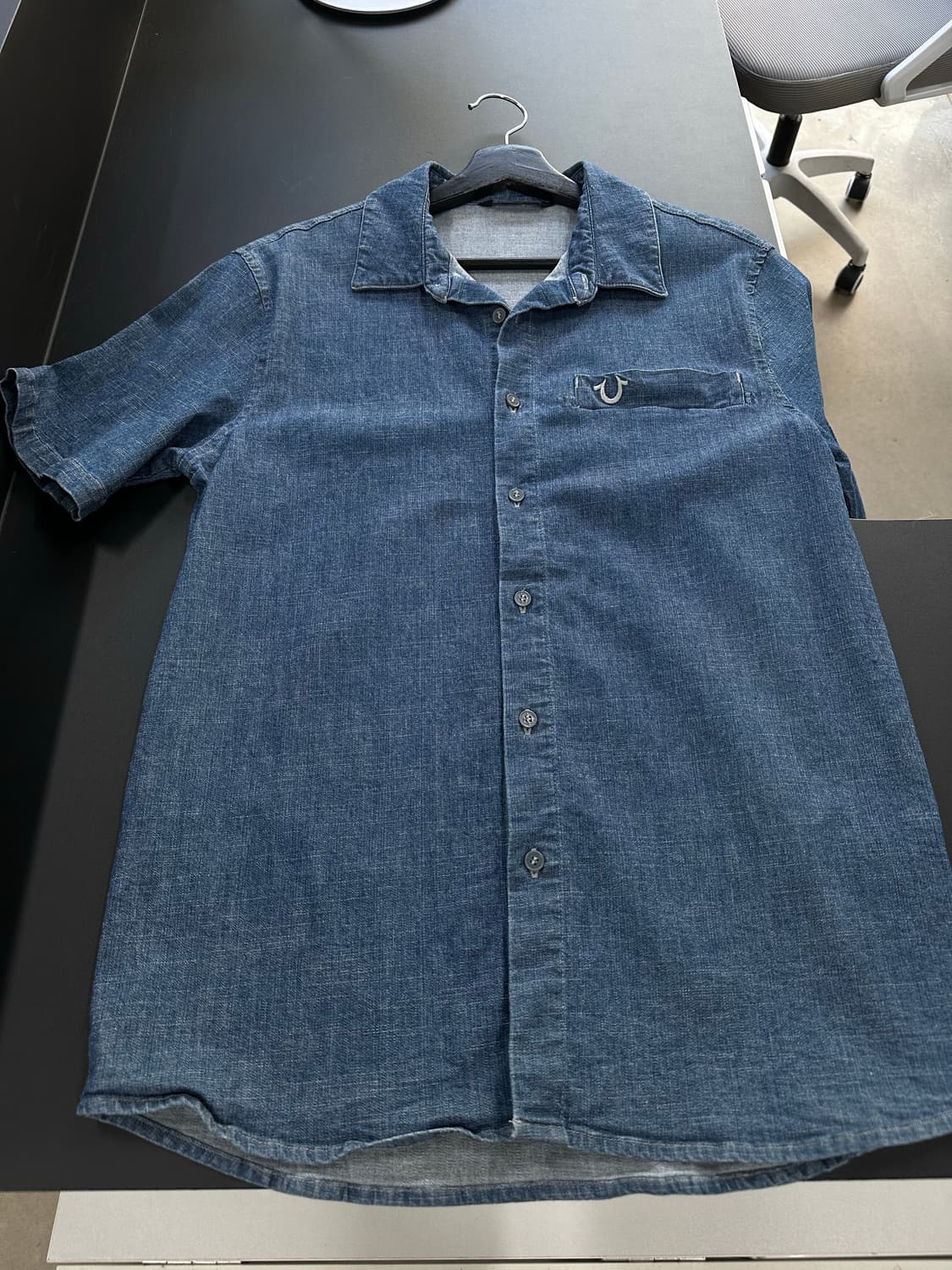 트루릴리전 자수로고 데님 반팔셔츠 상품이미지4