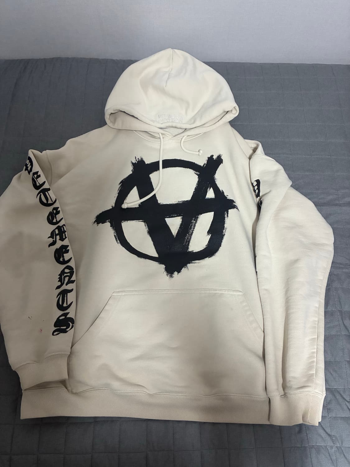 [XS] 베트멍 아나키 로고 후드 티셔츠 아이보리 상품이미지1