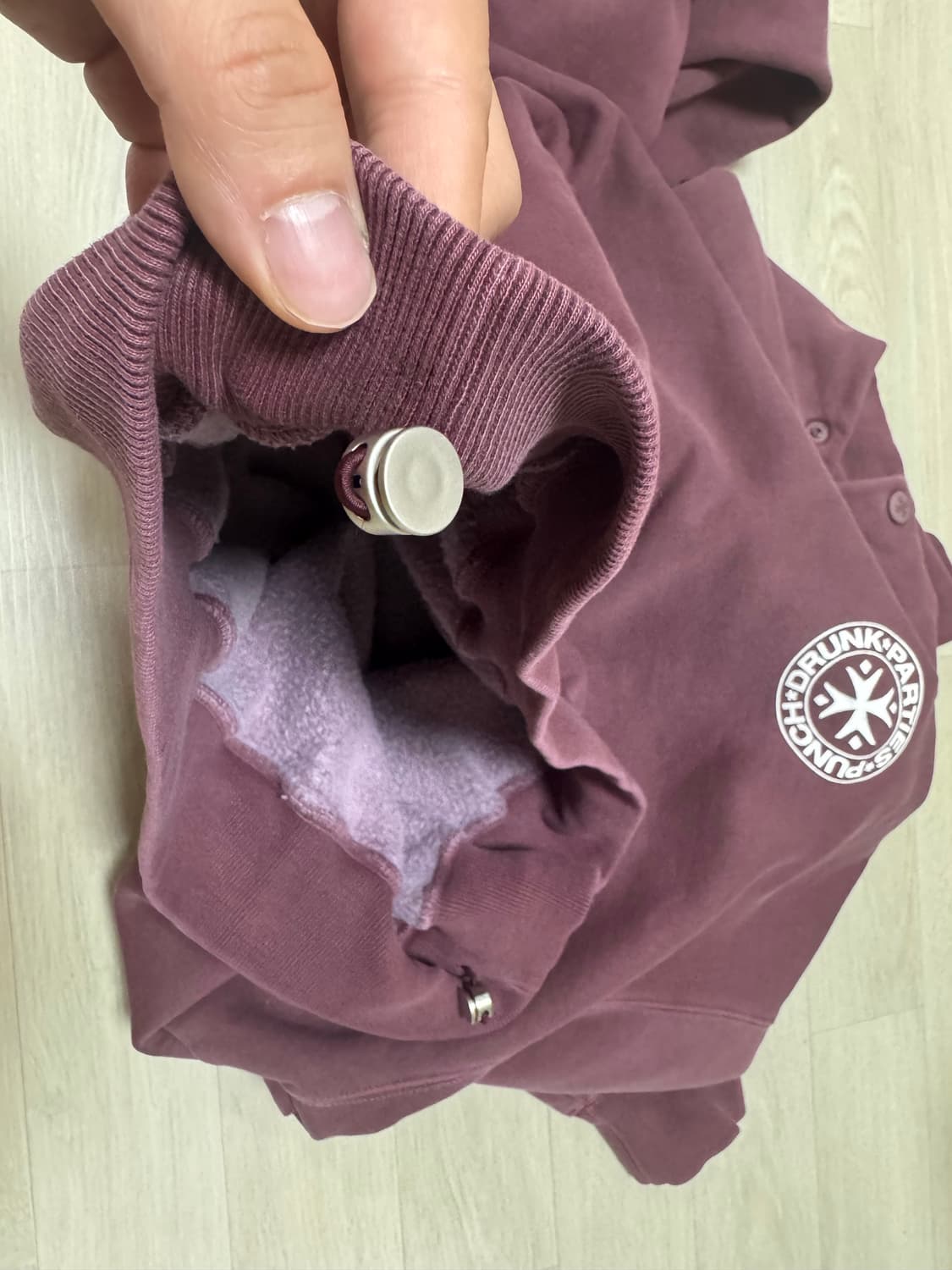 [2] 펀치드렁크파티즈 가먼트 다이드 후드 와인 버건디 후드티 상품이미지4