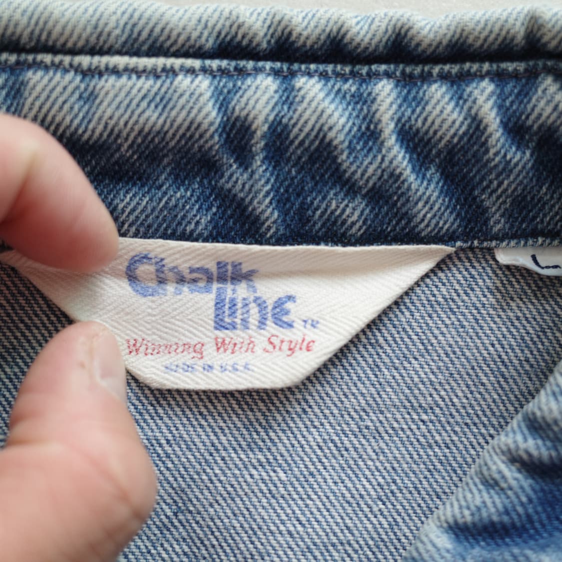 90s 초크라인 MADE in USA 오하이오 데님 블루종 베이포트 자켓 상품이미지3