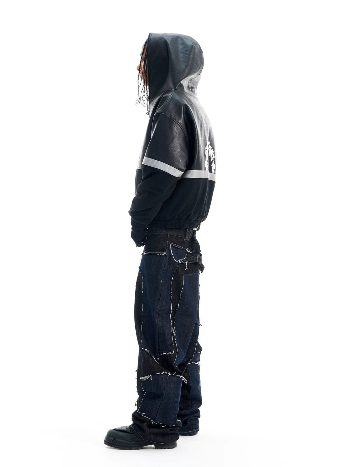 Oversized Reflective-Trim Leather Puffer 상품이미지3