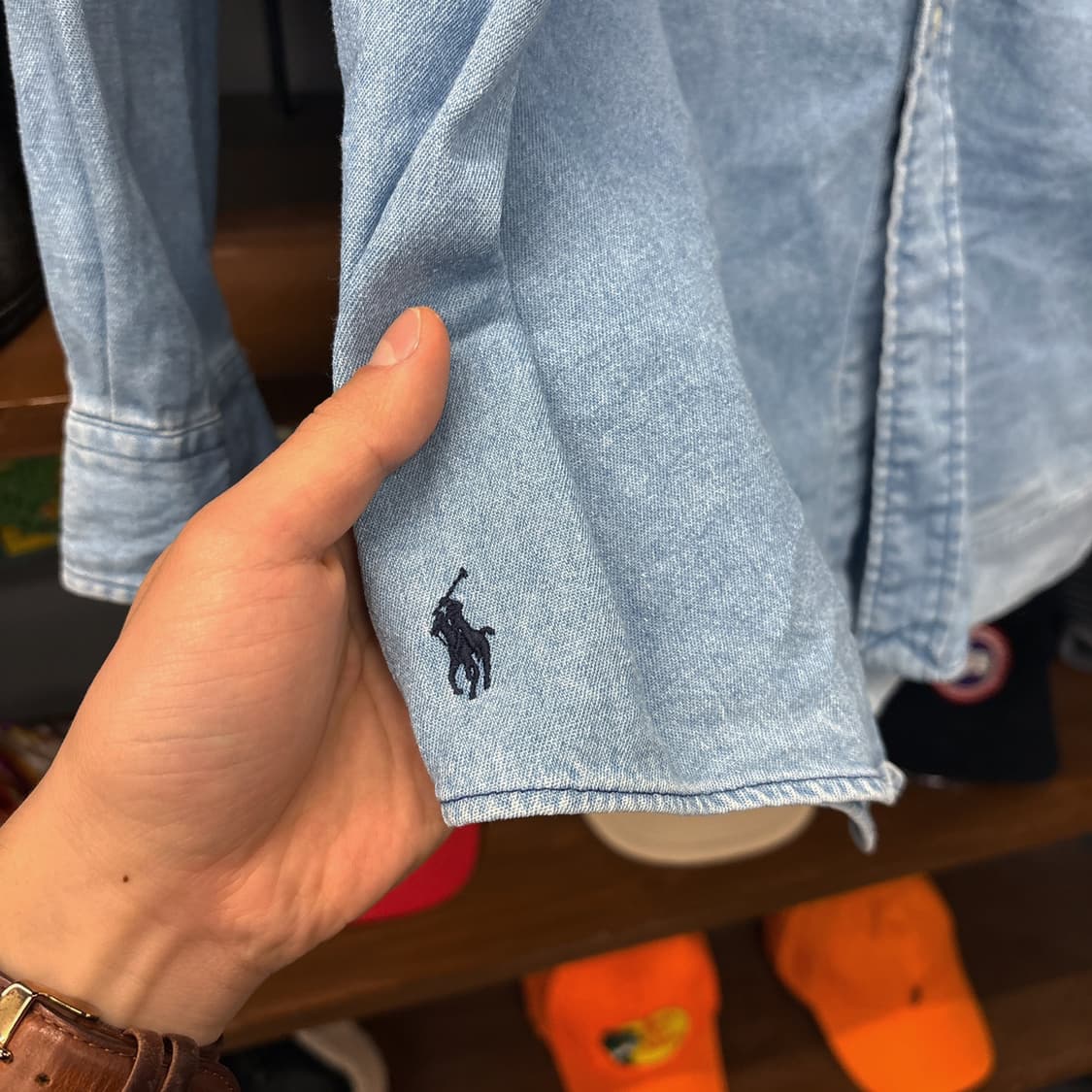 90s 폴로 랄프로렌 Big Shirt 사이드 포니 데님 셔츠 N1014 상품이미지5