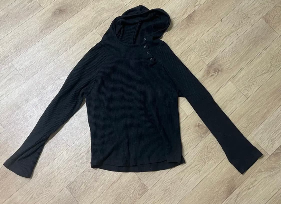 샵페어리 버튼 외플 후드 니트 상품이미지1