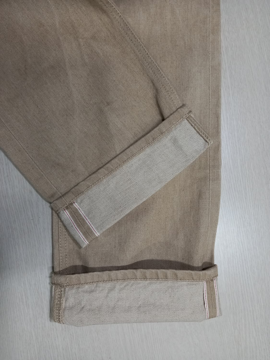 31 새상품 UNIFORM BRIDGE 셀비지 일자진 베이지 31-496 상품이미지5