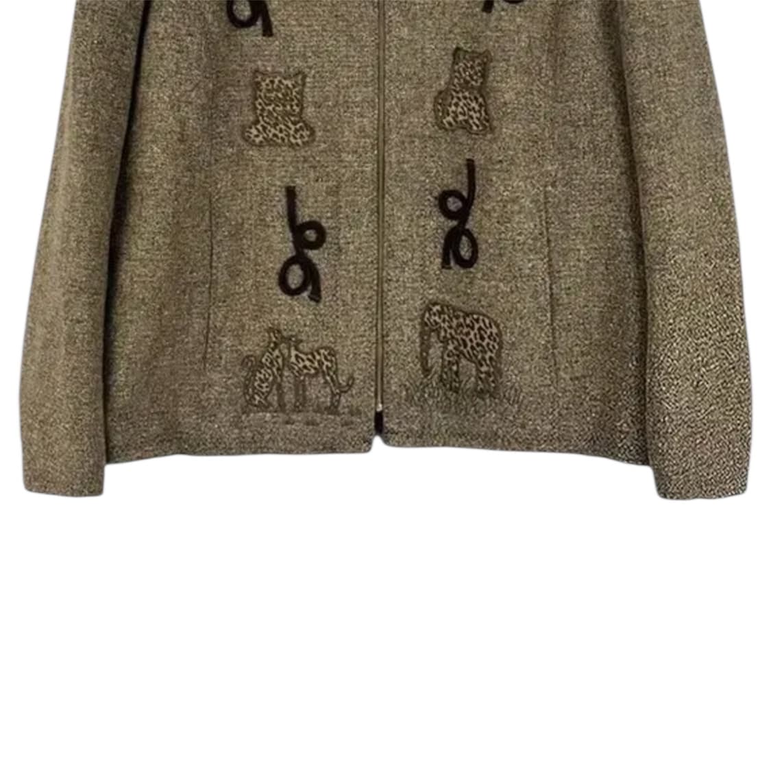 Brown Animal-Embroidery Wool Jacket 상품이미지5