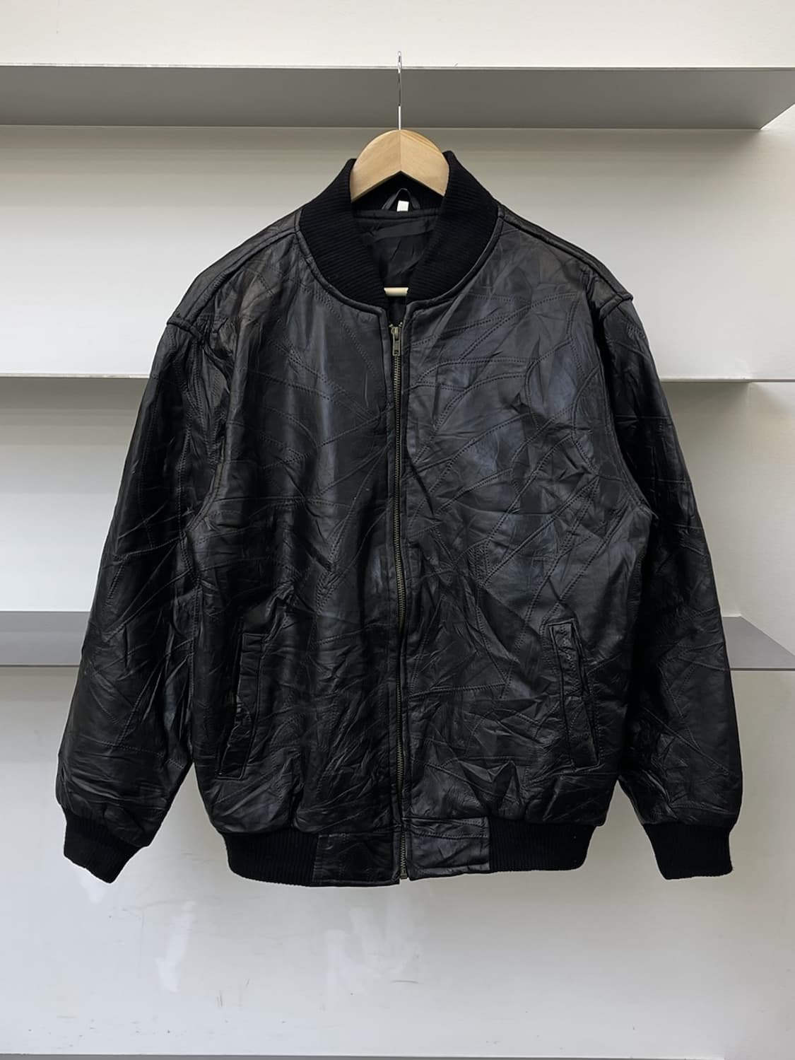 빈티지 90s 패치워크 램 레더 자켓 상품이미지1