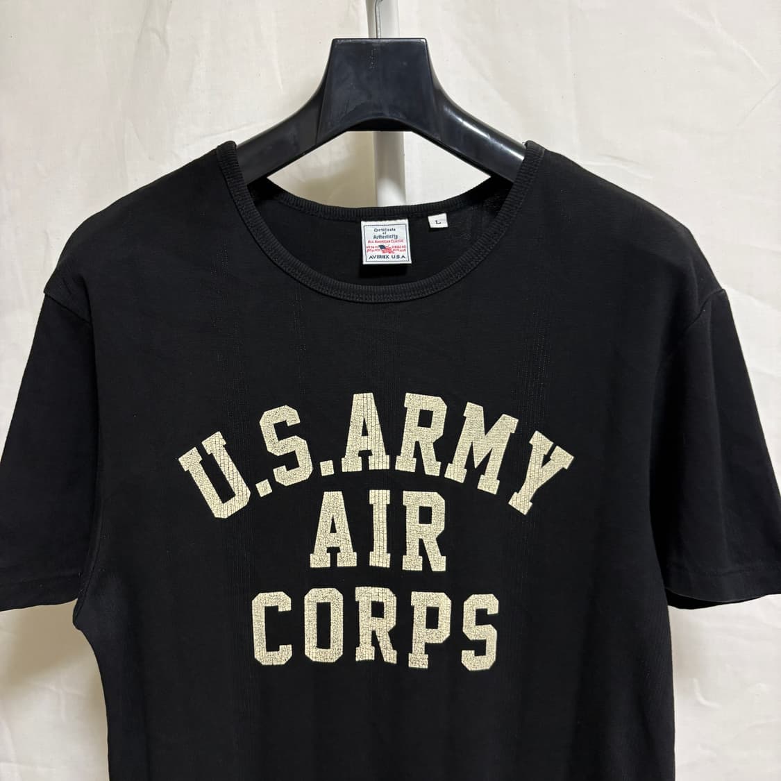아비렉스 US ARMY 프린트 골지 립 반팔티셔츠 / 블랙, L 상품이미지2