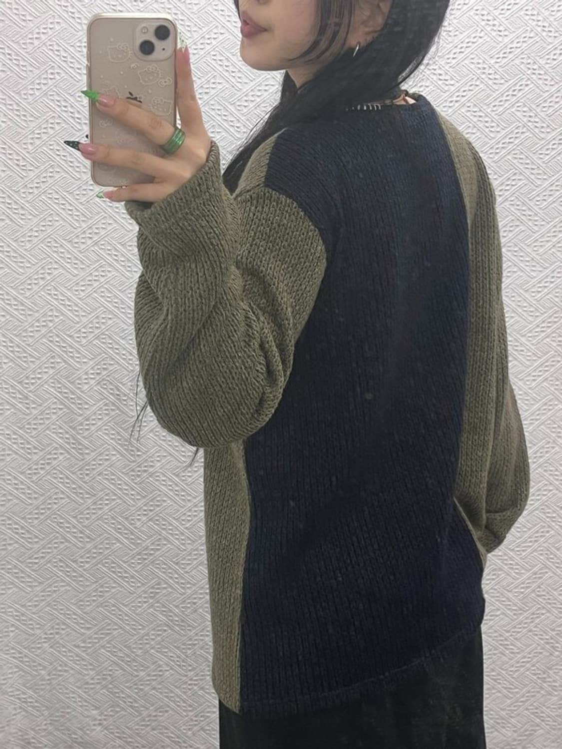 앤더슨벨 유니크 배색 콘트라스트 보트넥 니트 S C08879 상품이미지2