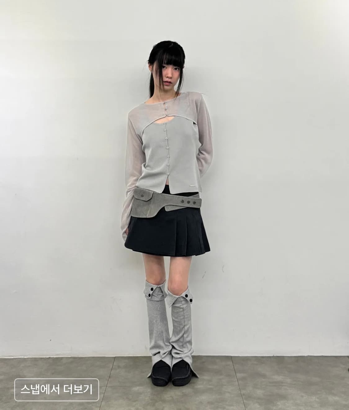 ayered bolero knit top GREY 상품이미지3