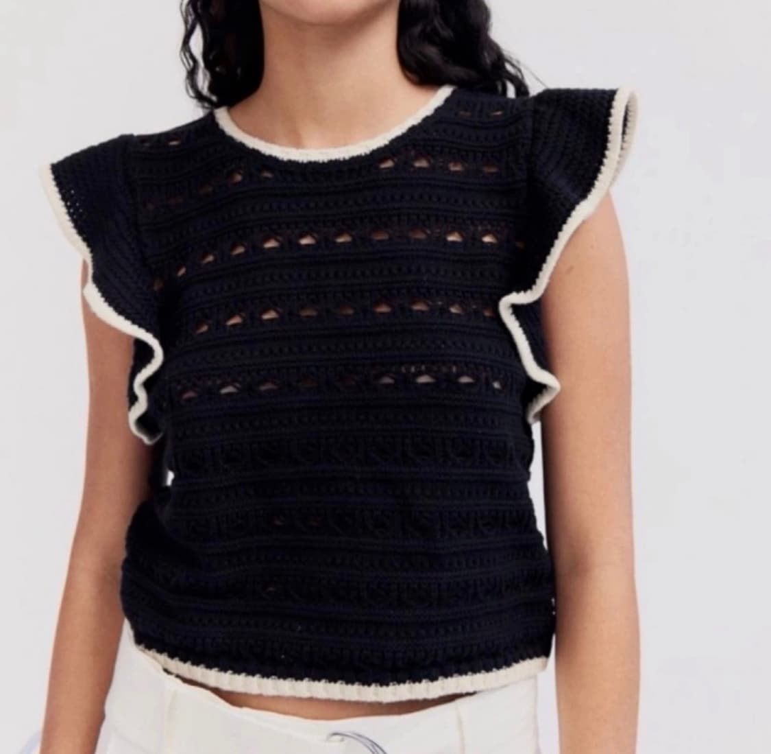 H&m 크로쉐 프릴 니트 베스트 상품이미지2