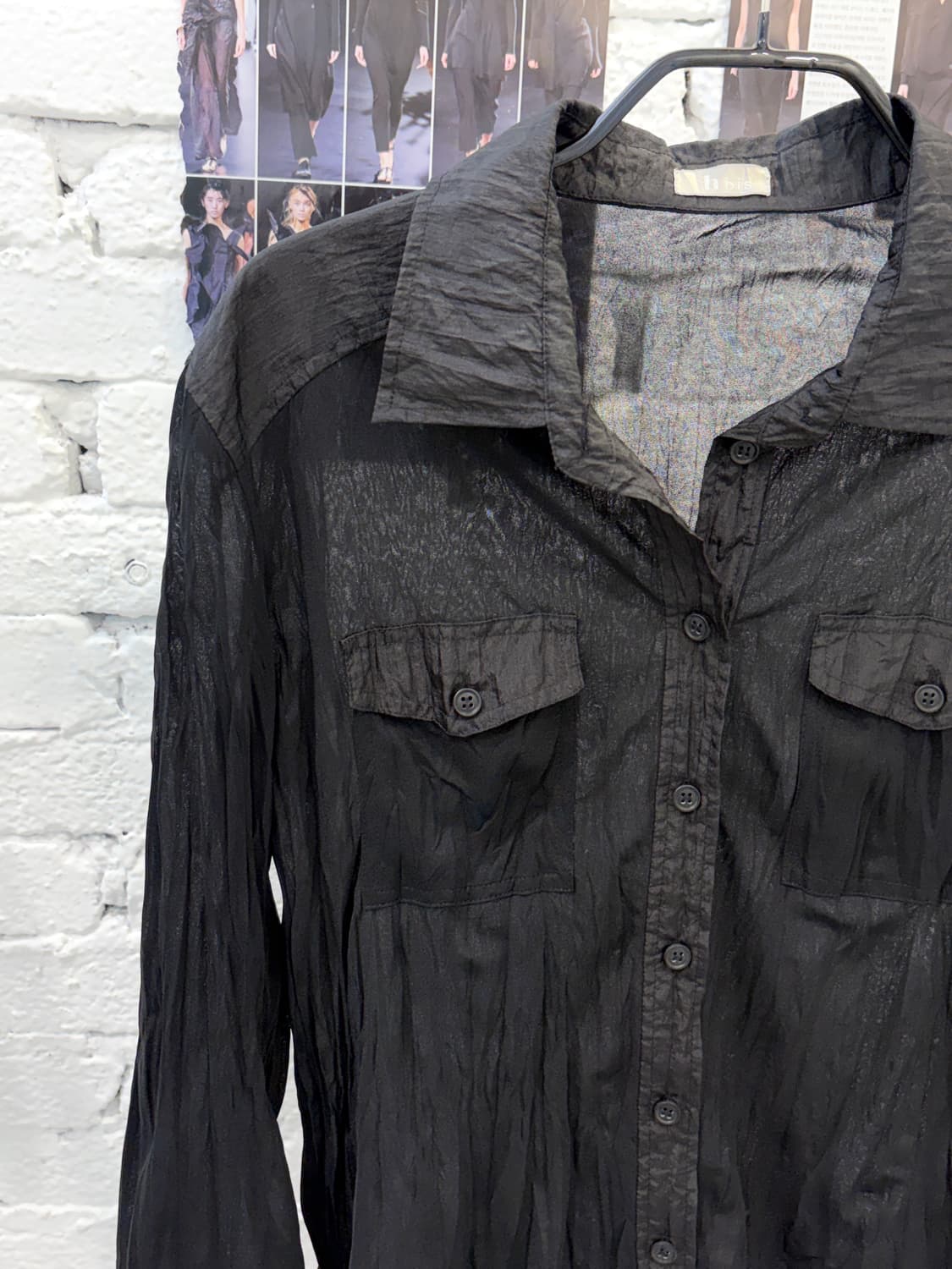 Sheer Crinkle Button-Up Shirt 상품이미지4