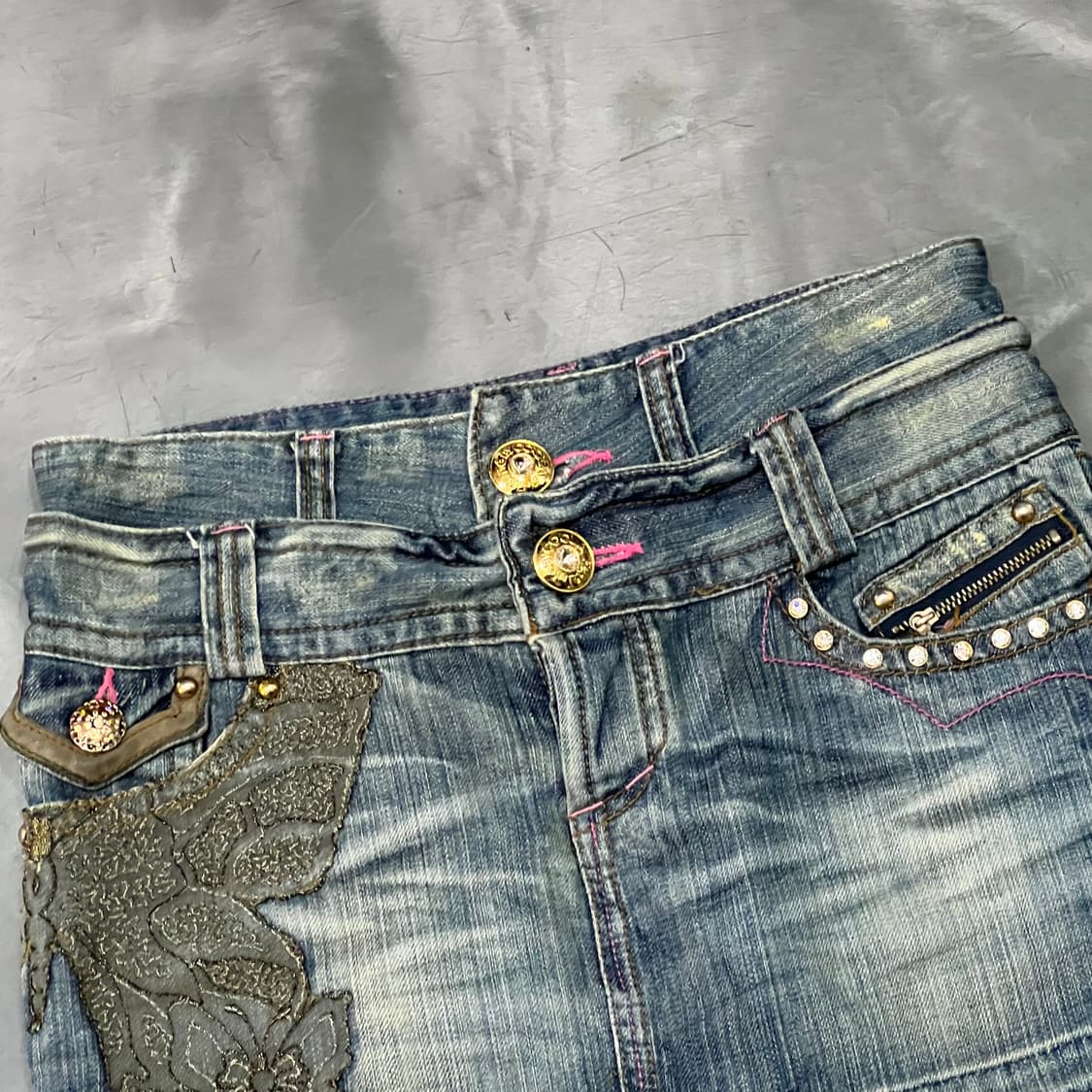  y2k 펑크 레이어드 큐빅 데님 스커트 y16078 상품이미지3