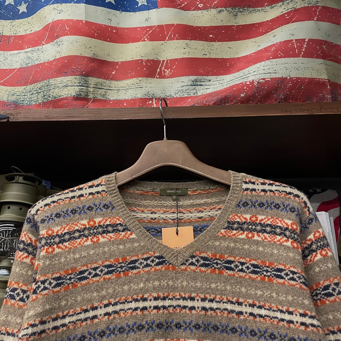 빈티지 페어 아일 패턴 노르딕 울 니트 브이넥 스웨터 상품이미지3