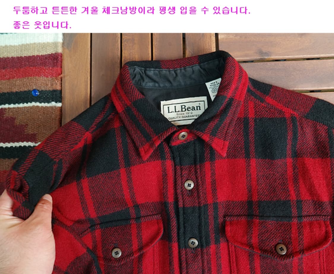 미국산 L.LBEAN 엘엘빈 두툼한 빈티지 울 체크남방 상품이미지7