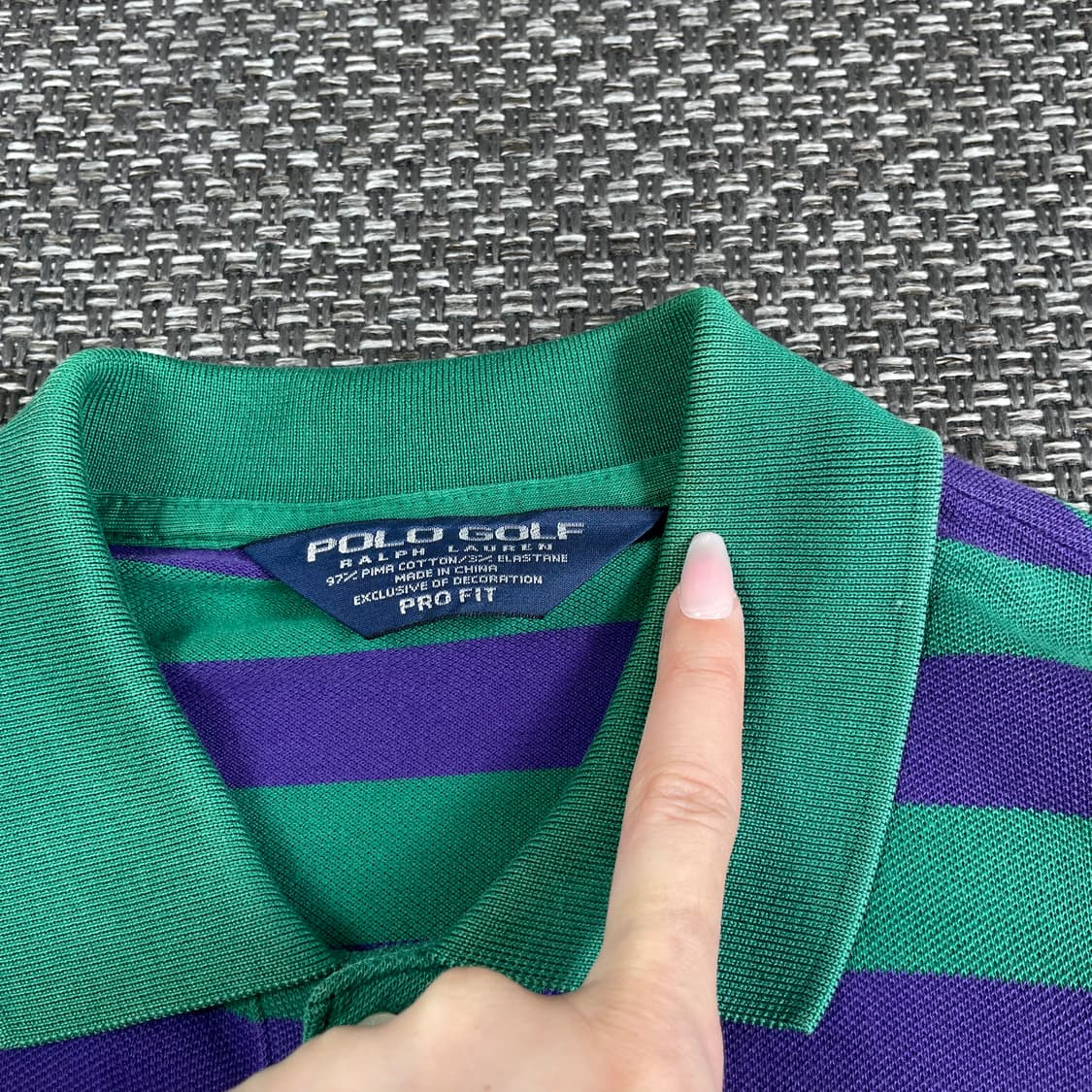 폴로 랄프로렌 퍼플 그린 스트라이프 카라 반팔 S 상품이미지5