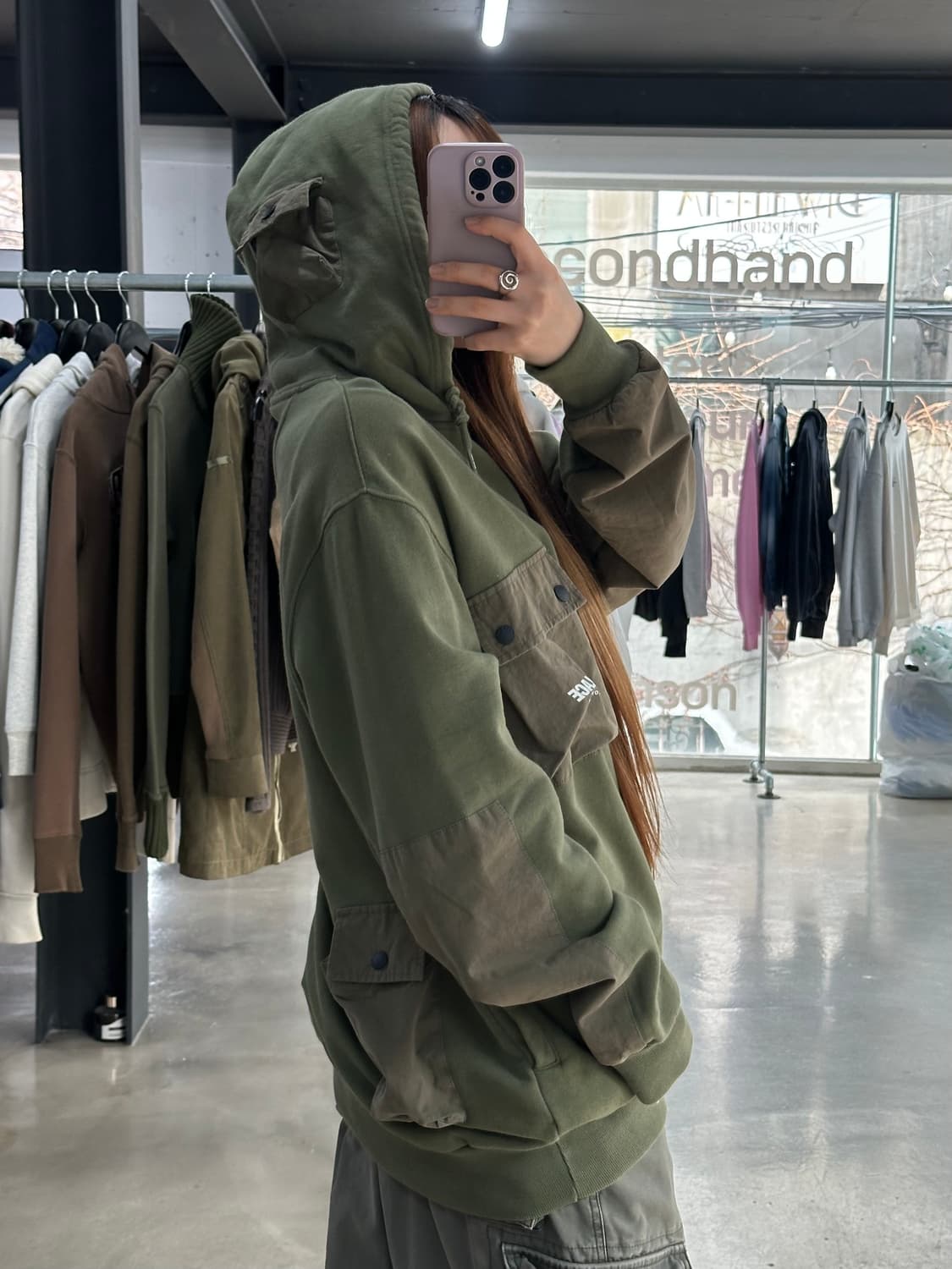 팔라스 21SS C-포켓 후드 그린 후드티 상품이미지5