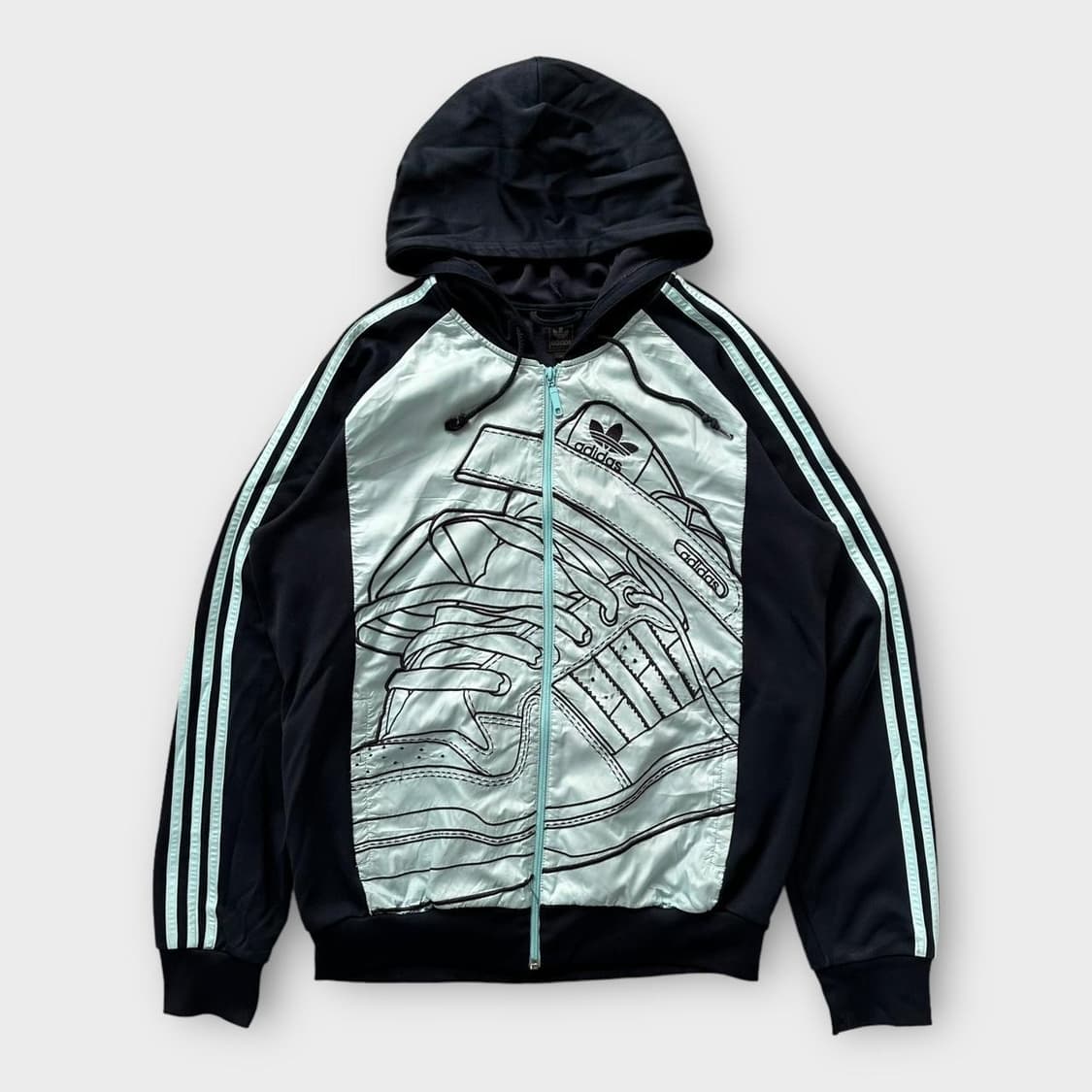  아디다스 블랙 슈퍼스타 스니커즈 자수 삼선 후드 져지 상품이미지1