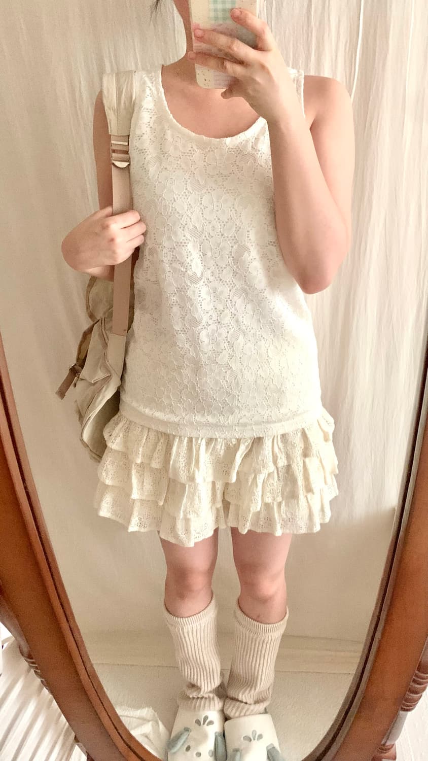 아이보리 플라워 레이스 나시 상품이미지3