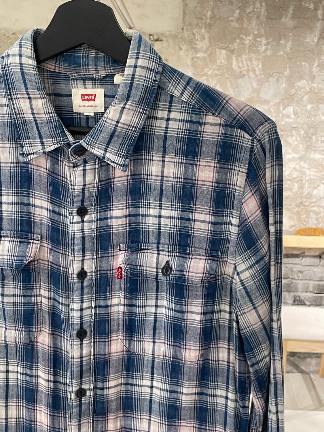 리바이스 레드탭 블루 트윈포켓 타탄체크 코튼 셔츠 상품이미지3