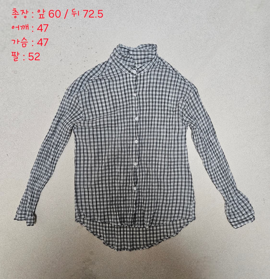 에이블리 아동 또는 여성 시어서커 체크 셔츠(실측있음) 상품이미지2