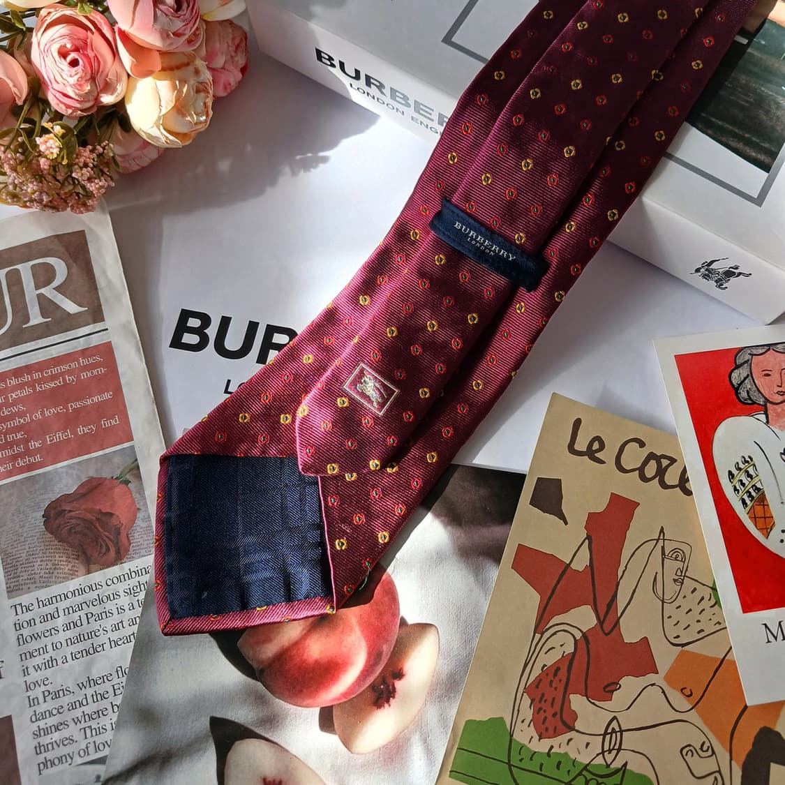 버버리 실크 와인 도트 넥타이 9.5cm A등급 A19606
 상품이미지3