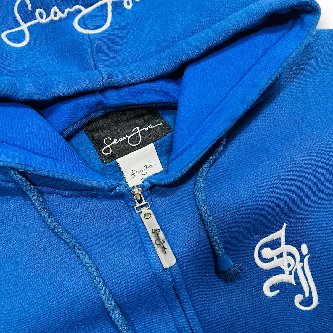 션 존 올드스쿨 힙합 시그니처 로고 블루 후디 집업 상품이미지5