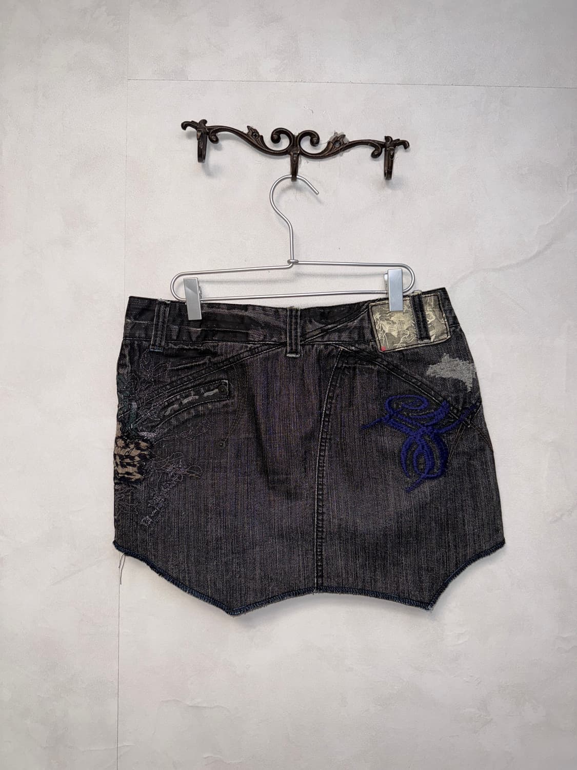 Washing denim oriental unbalanced skirt 상품이미지3