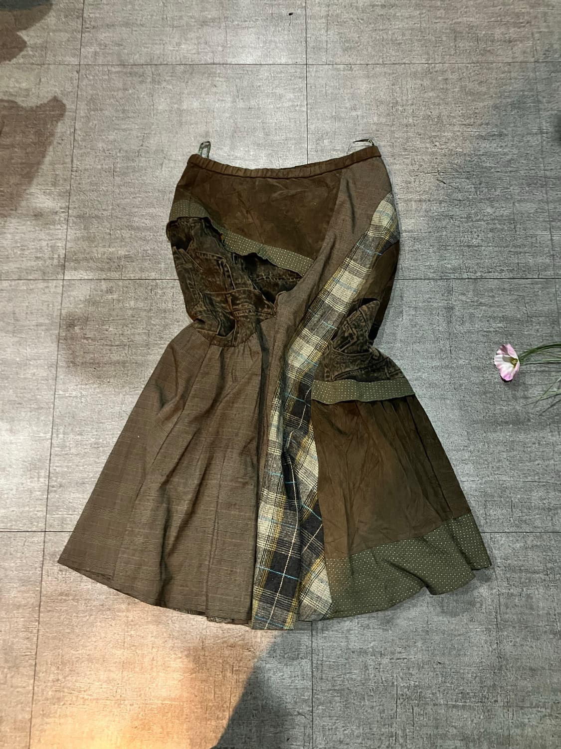 일본빈티지 Akaart 하구미모리걸 아오이유우 패치워크 롱스커트 상품이미지1