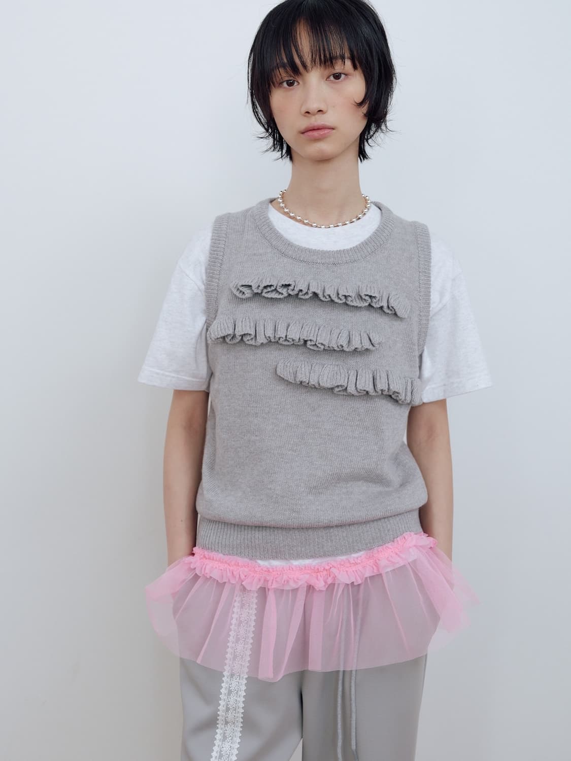 마조네 프릴 니트 베스트 s (새상품) 상품이미지1