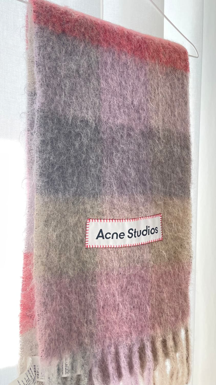 아크네스큐디오 모헤어 체크 머플러 푸시아 라일락 핑크 상품이미지1