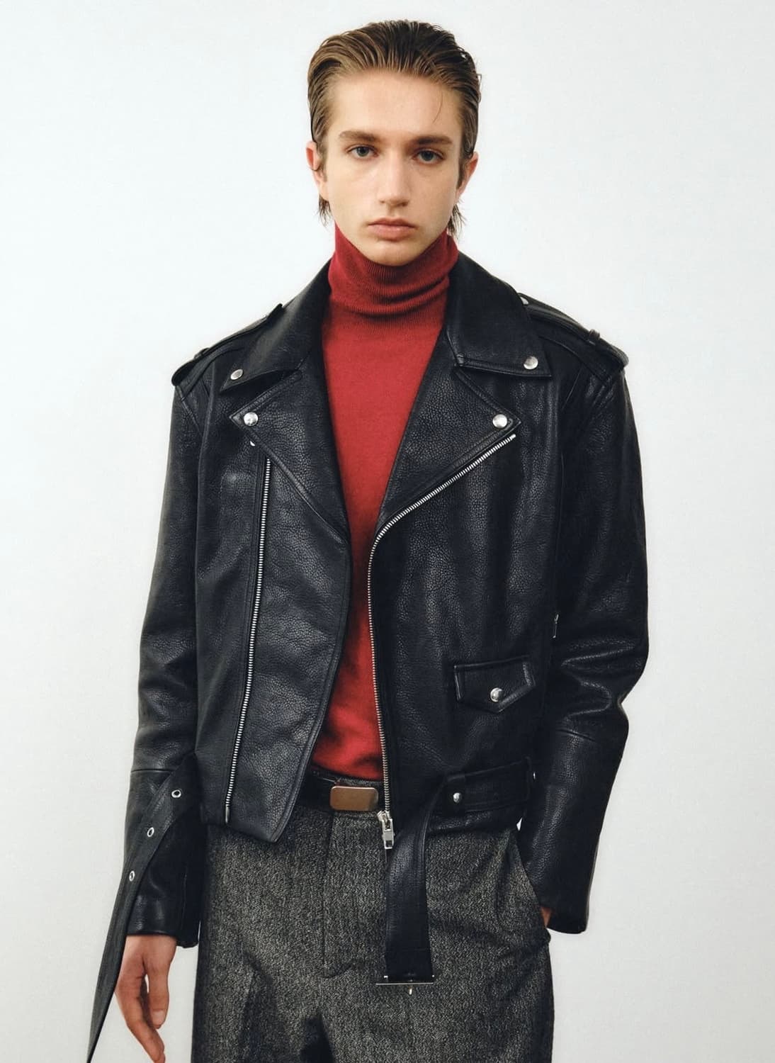 노이어 앤틱 카우 레더 크롭 라이더자켓(50) 상품이미지2