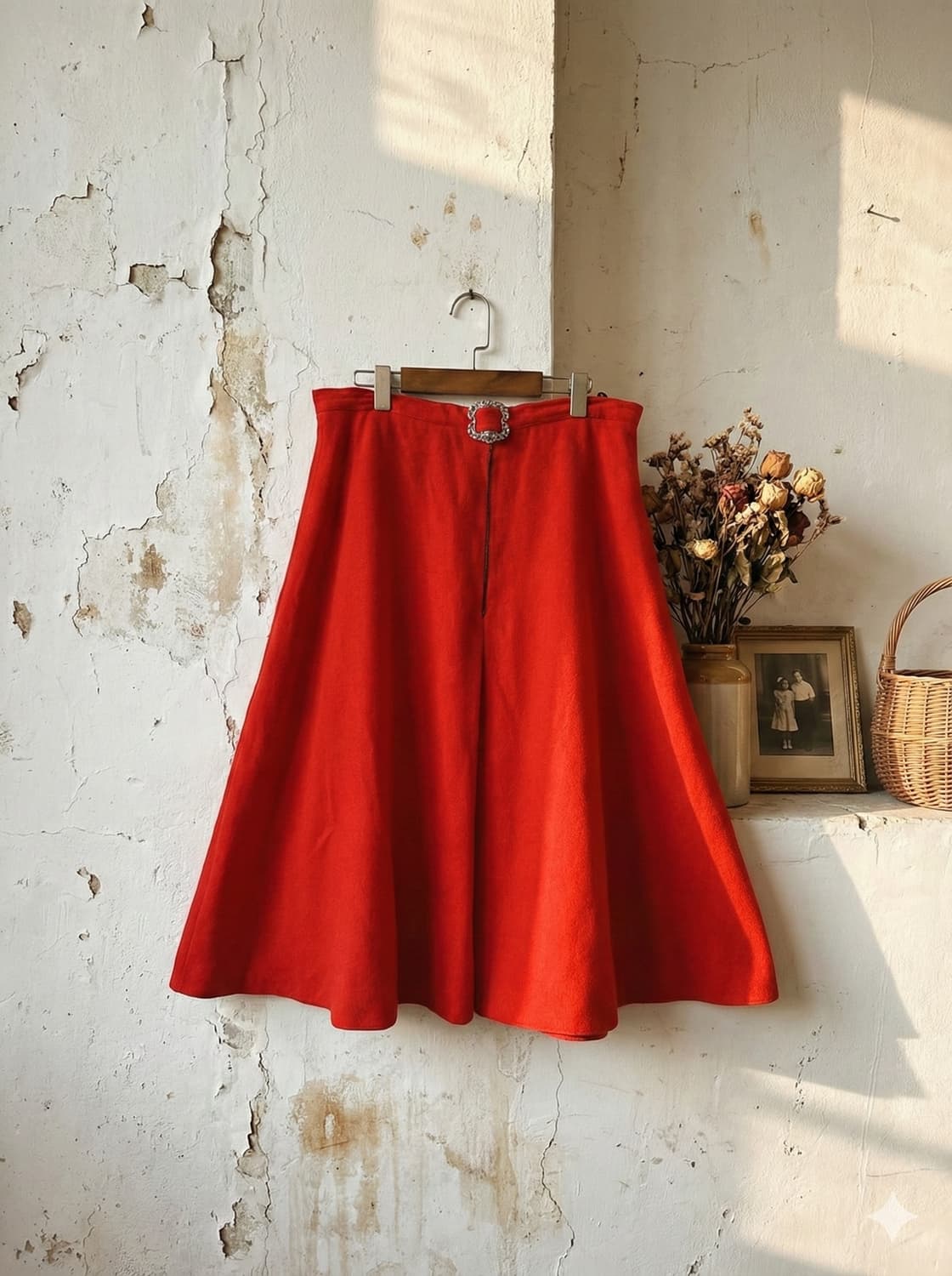 *'Chiemseer Dirndl'**빈티지 티롤 레드 울스커트 상품이미지1