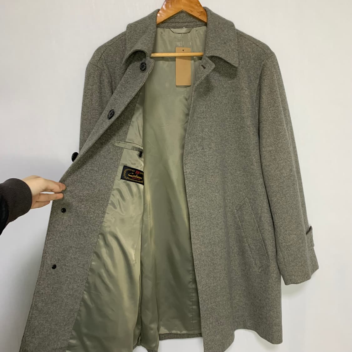 빈티지 캐시미어 100% 킨록 앤더슨 하프코트 베이지 그레이 s 상품이미지4